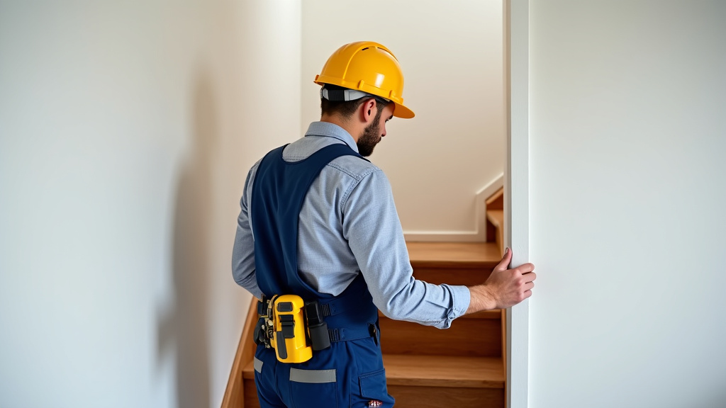 Technicien en train d’installer un monte-escalier dans une maison à Sainte-Pazanne