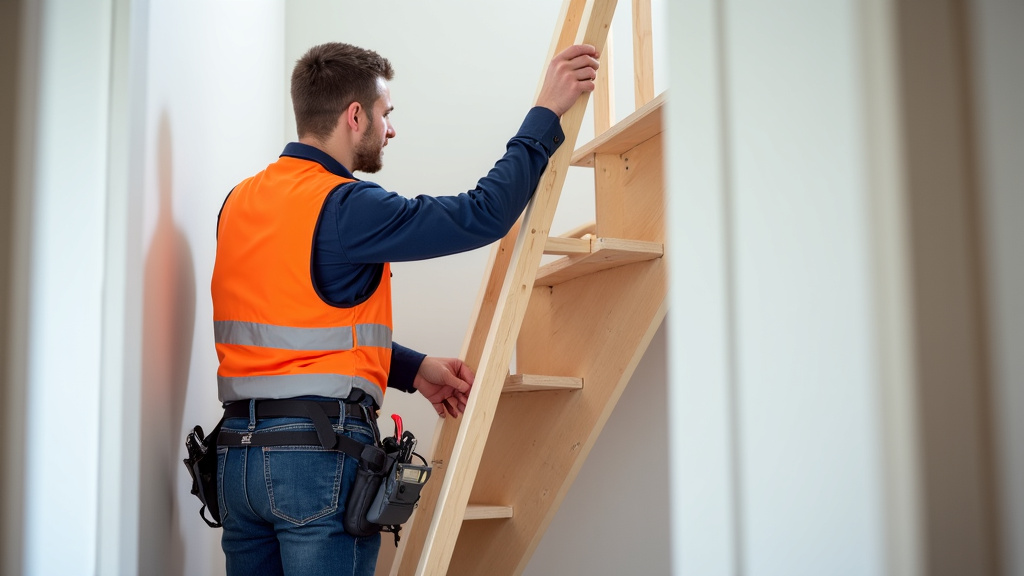 Technicien en train d’installer un monte-escalier dans une maison à Valréas