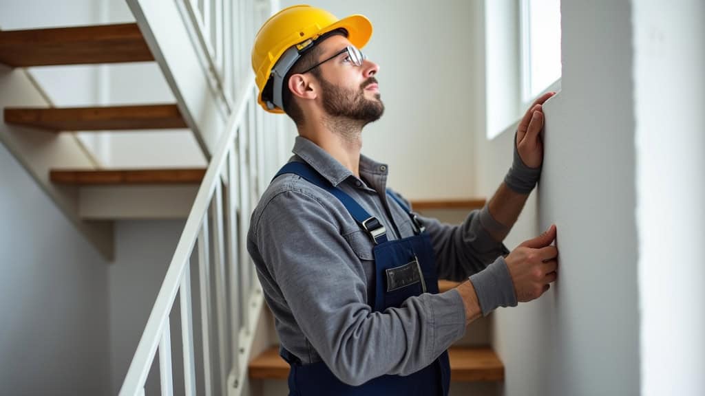 Technicien en train d’installer un monte-escalier tournant à Mirandol-Bourgnounac