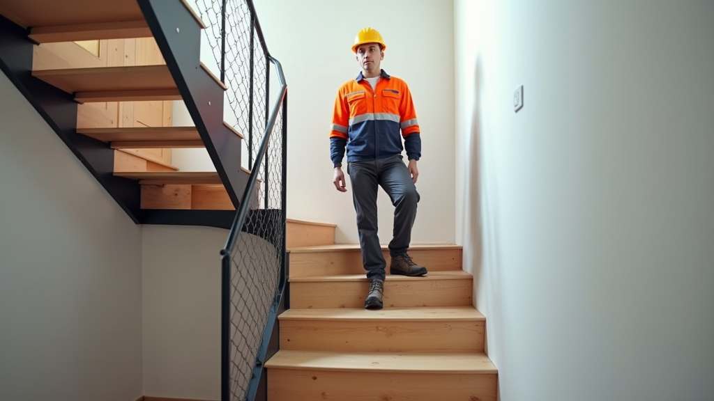 Technicien héricourtois testant un monte-escalier tournant après installation