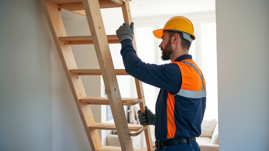 Technicien installant un monte-escalier à Biars-sur-Cère