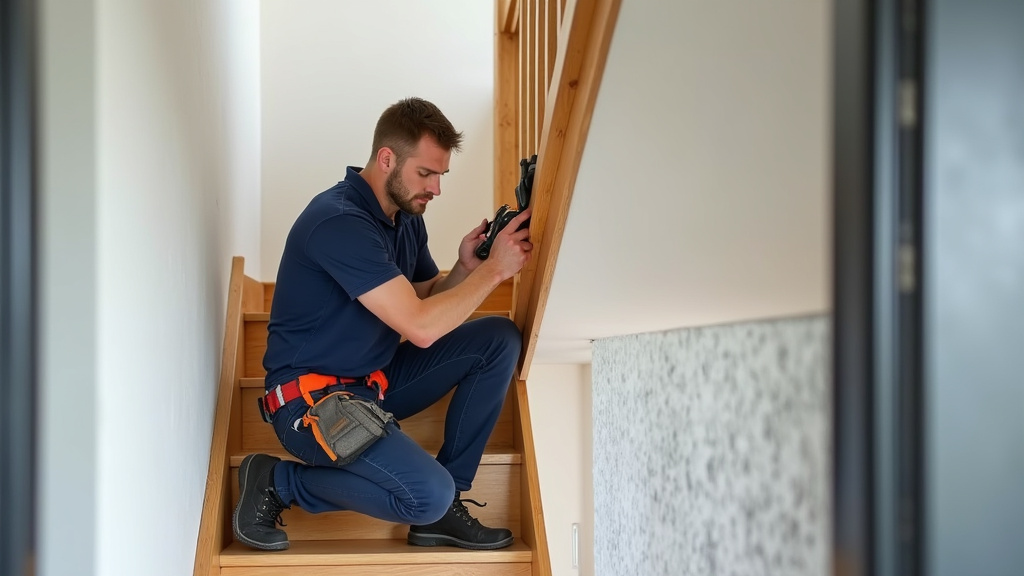 Technicien installant un monte-escalier à Chalonnes-sur-Loire