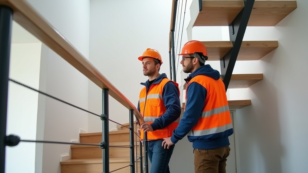Technicien installant un monte-escalier à Dieppe
