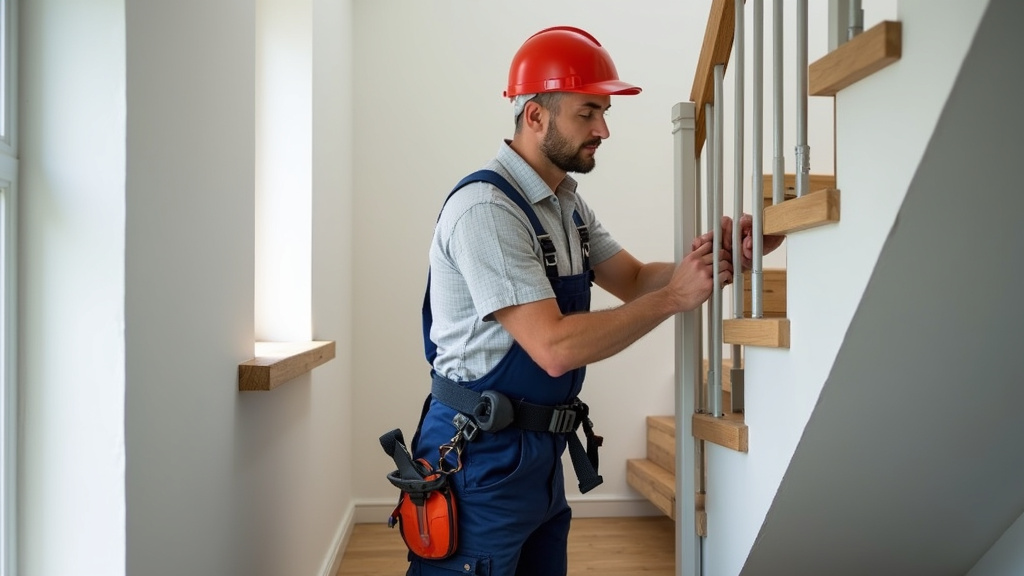 Technicien installant un monte-escalier à La Wantzenau