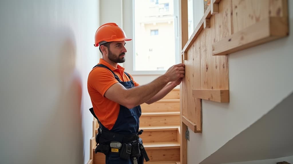 Technicien installant un monte-escalier à Méru