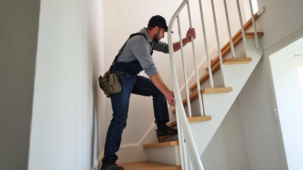 Technicien installant un monte escalier dans une maison à Layrac