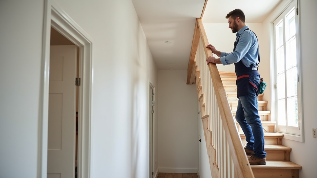 Technicien installant un monte-escalier droit dans une maison de Mignières