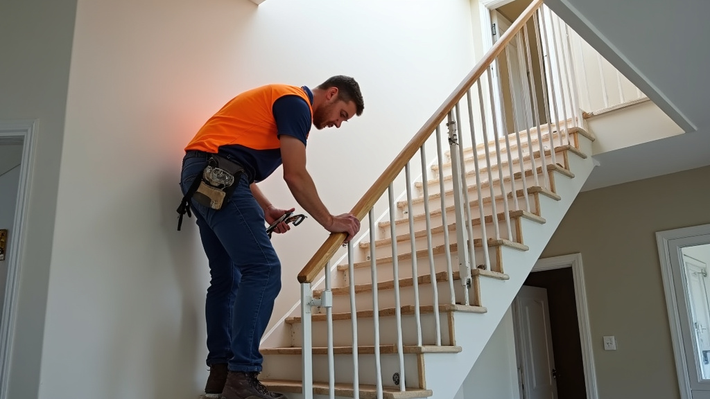 Technicien installant un monte-escalier tournant à Châtel-sur-Moselle