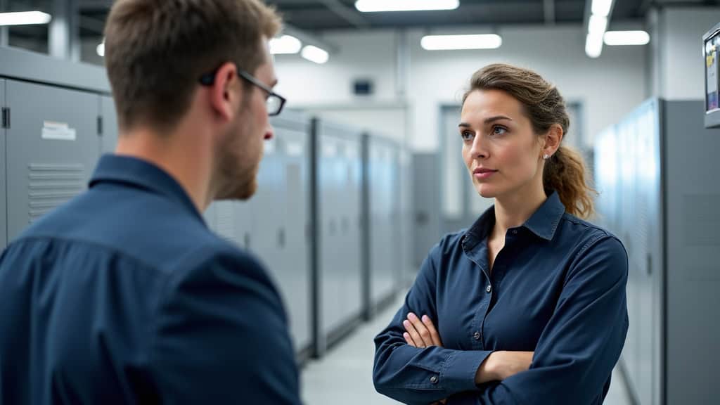 Technicien local discutant avec un client à Varennes-sur-Allier