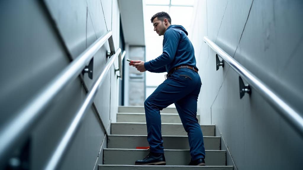 Technicien mesurant un escalier pour l