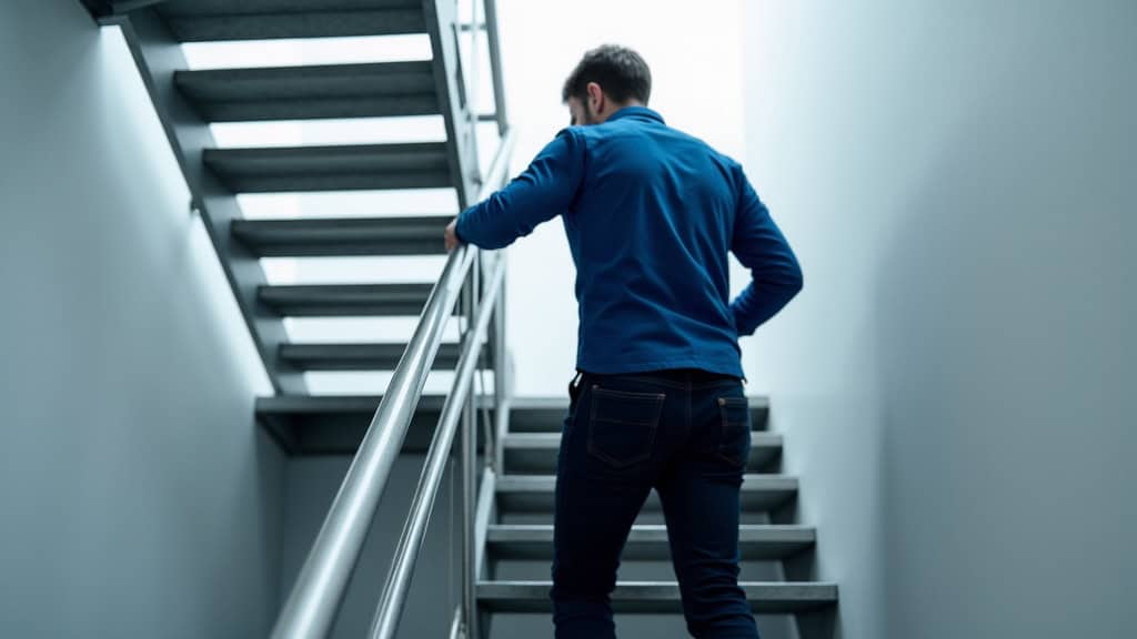 Technicien mesurant un escalier pour l