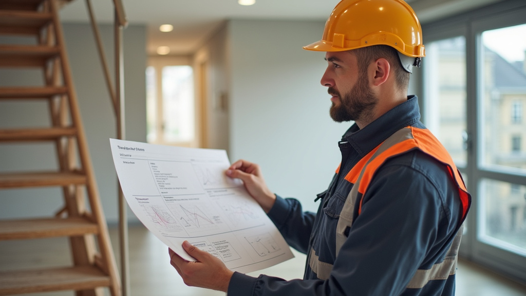 Technicien présentant un devis pour un monte-escalier à Francueil