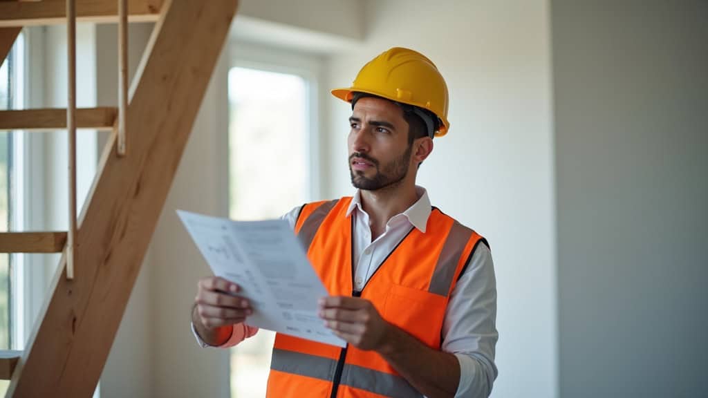 Technicien présentant un devis pour un monte-escalier à Masnières