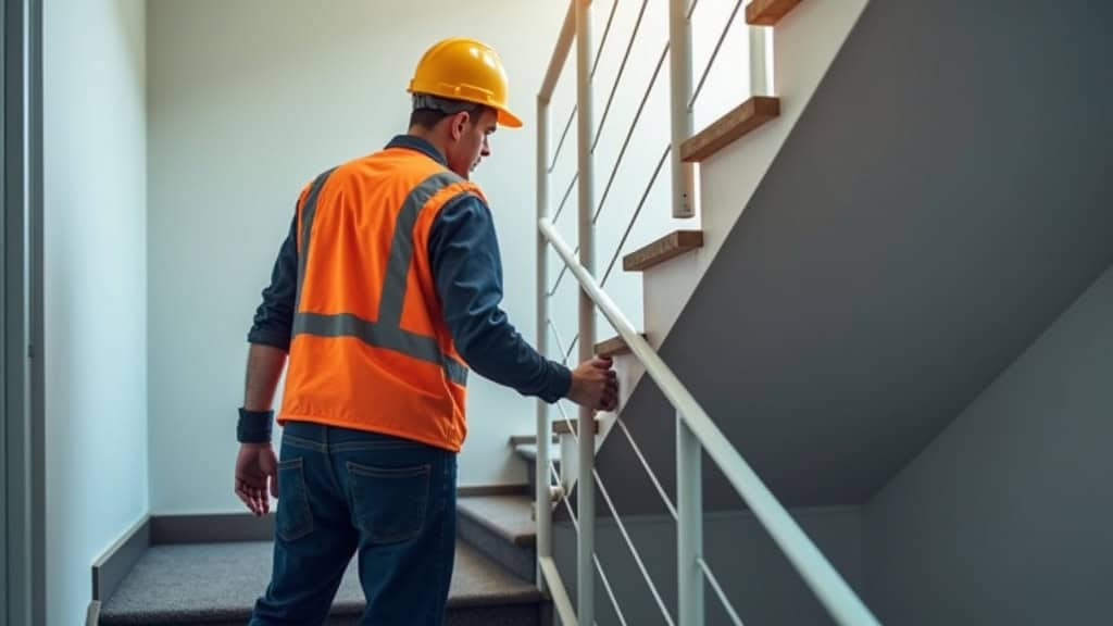 Technicien professionnel en train de vérifier un monte-escalier dans le département du Cher