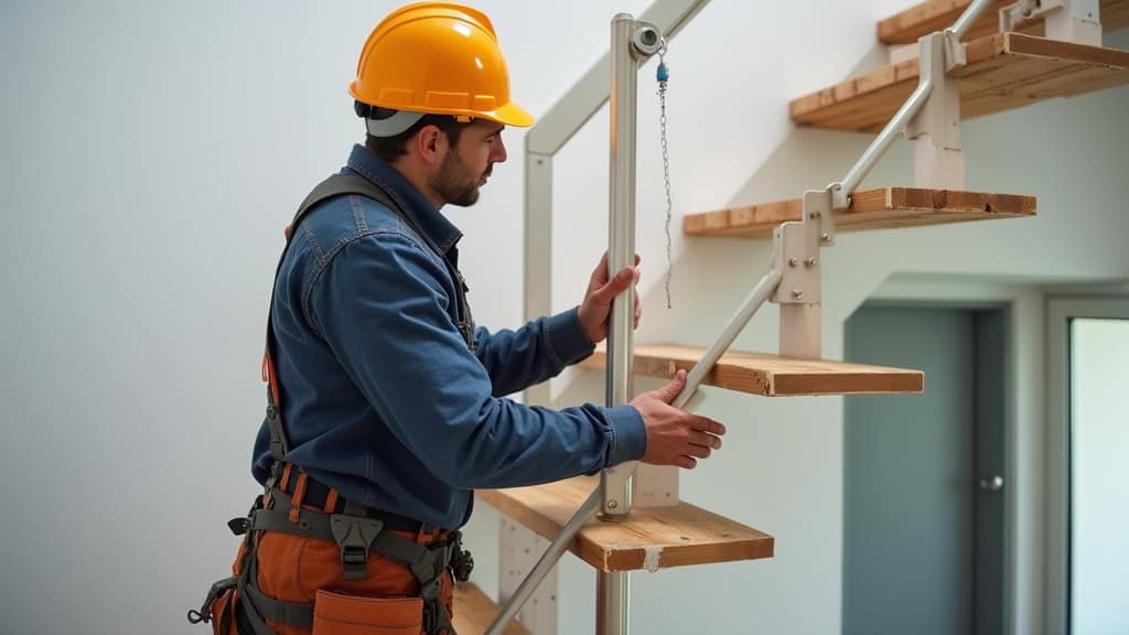 Technicien professionnel en train d’installer un monte-escalier à Léojac