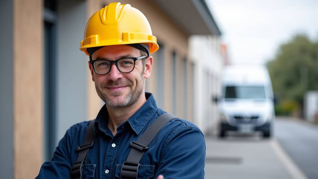 Technicien professionnel installant un monte-escalier dans le Lot-et-Garonne