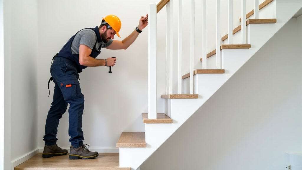Technicien professionnel vérifiant un monte-escalier dans une maison de Chançay