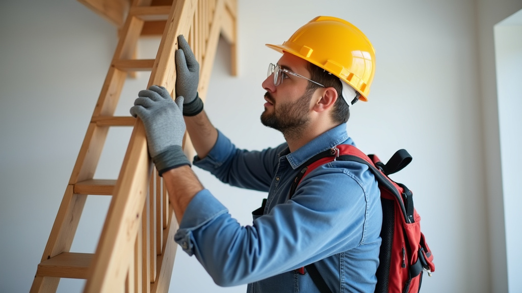 Technicien réalisant une installation de monte-escalier à Firmi