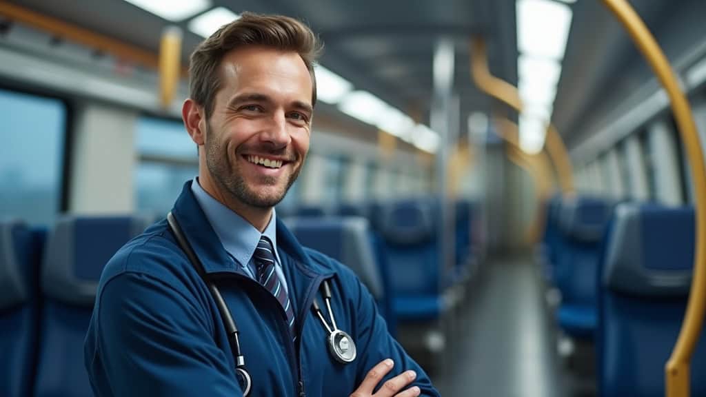 Technicien spécialisé en train d