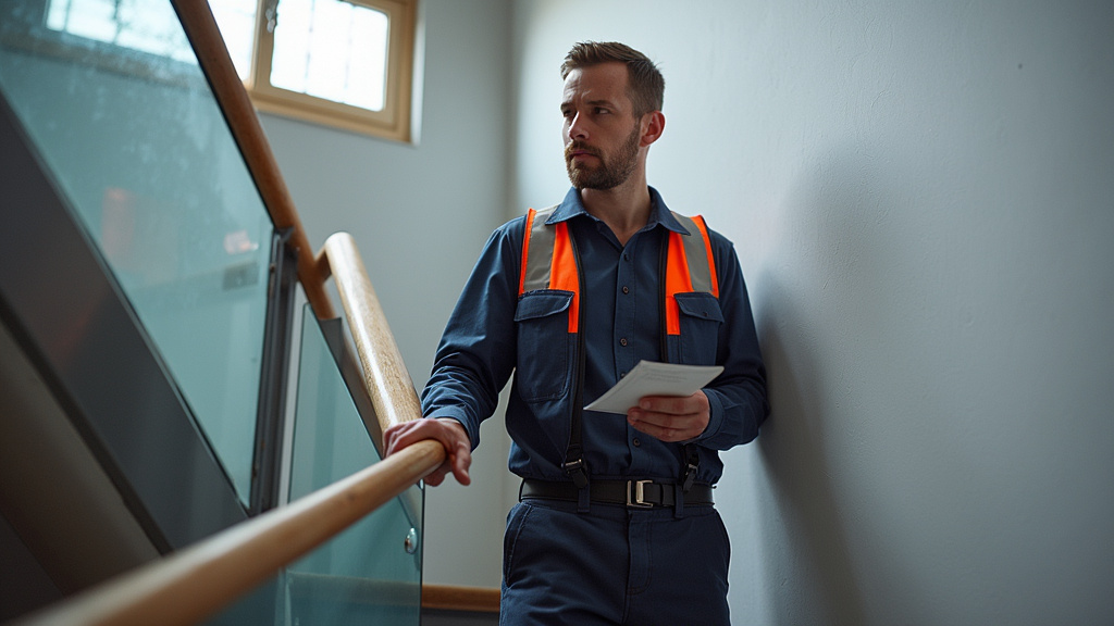 Technicien Stannah en train d’installer un monte-escalier à Ibos