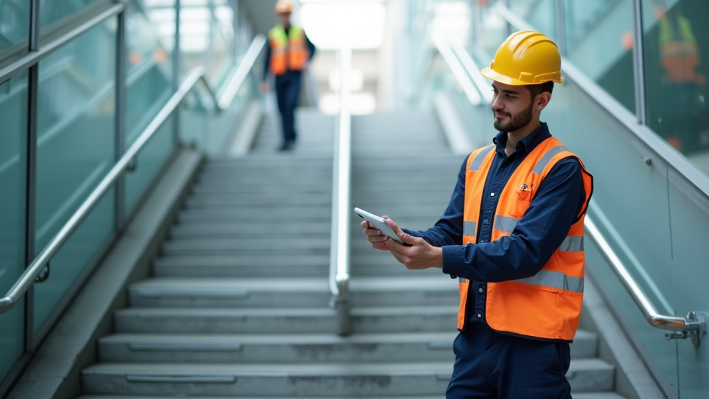 Technicien vérifiant le bon fonctionnement d’un monte-escalier à Belcodène