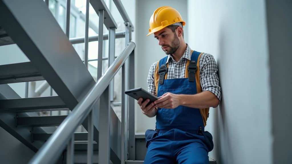 Technicien vérifiant le bon fonctionnement d’un monte-escalier à Keskastel