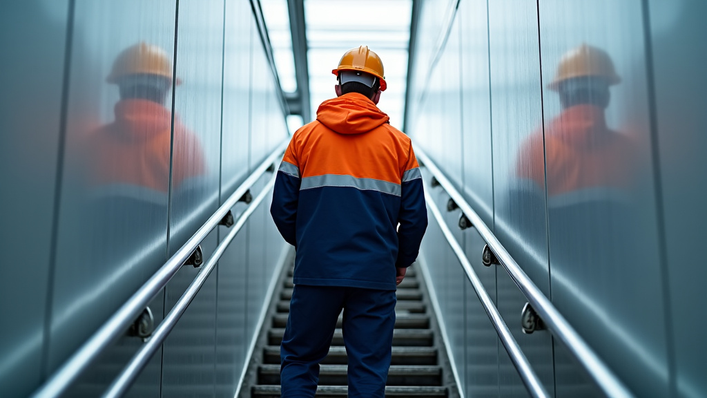 Technicien vérifiant le bon fonctionnement d’un monte-escalier à Saint-Pée-sur-Nivelle
