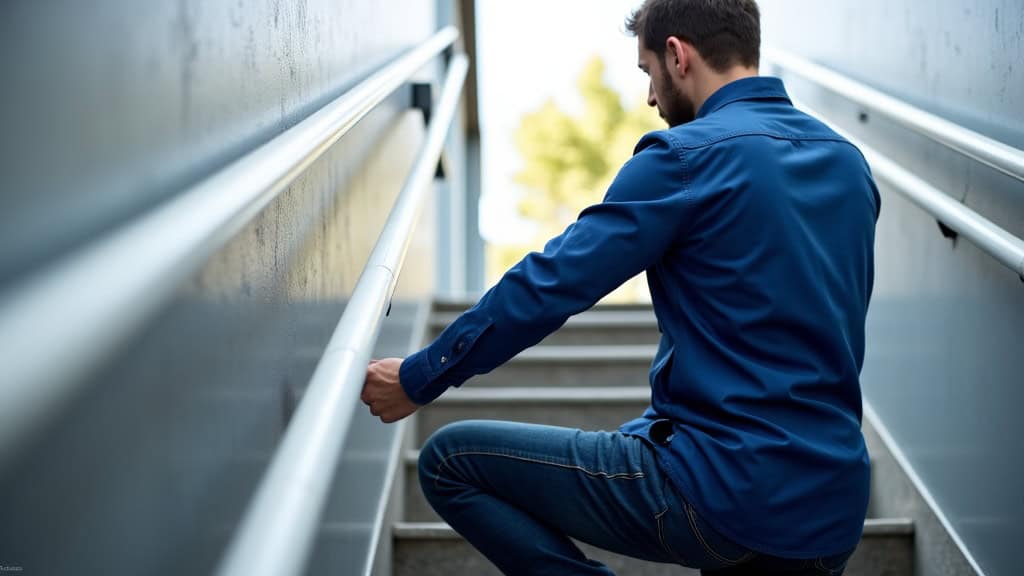 Technicien vérifiant le bon fonctionnement d’un monte-escalier à Vion lors d’un entretien annuel