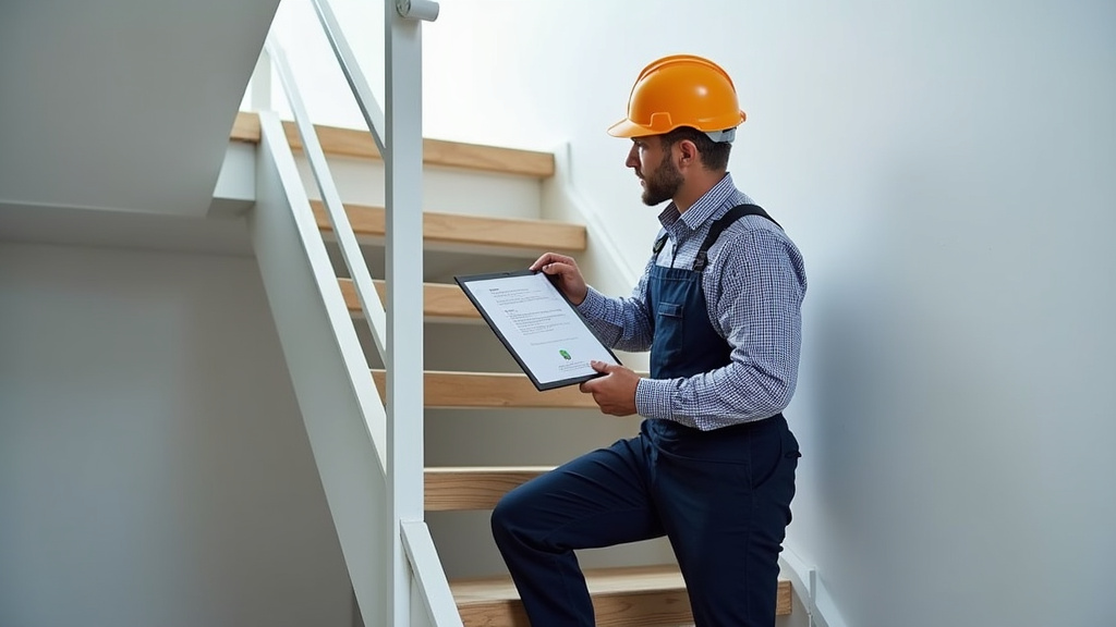 Technicien vérifiant le bon fonctionnement d’un monte-escalier après installation à Beauce la Romaine