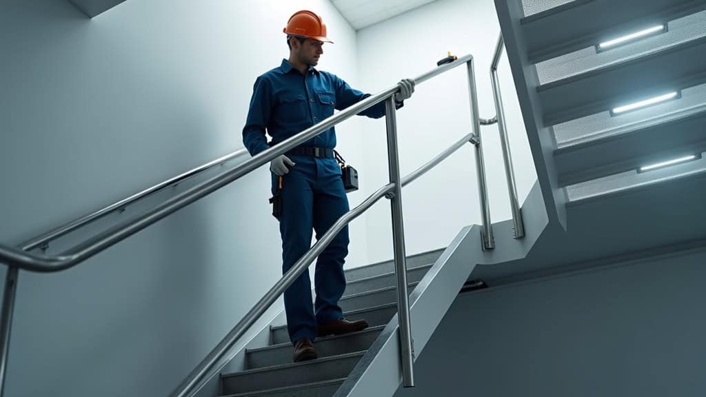 Technicien vérifiant le fonctionnement d’un monte-escalier lors d’une maintenance à Nézignan-l