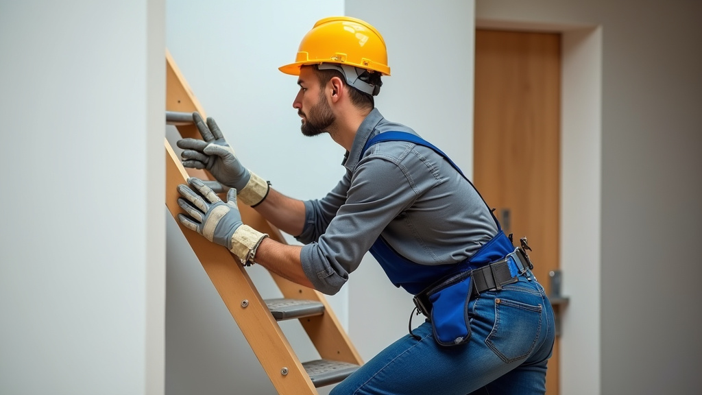 Technicien vérifiant un monte-escalier à Landrecies