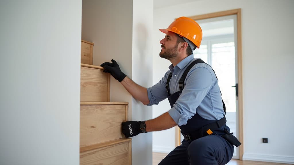 Technicien vérifiant un monte-escalier après installation à La Caillère-Saint-Hilaire