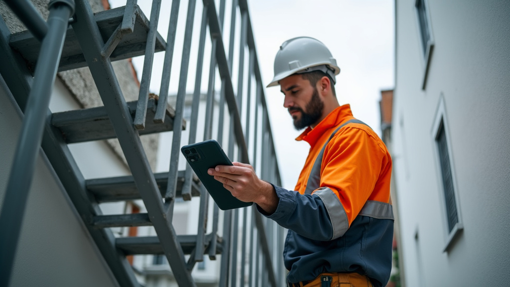 Un technicien en train de vérifier un monte-escalier à Marolles-sur-Seine