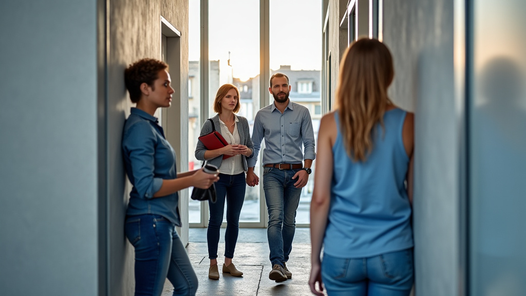 Une famille discute avec un technicien lors d