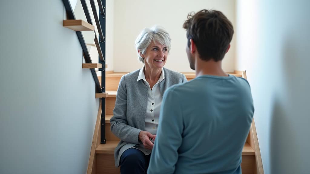 Une personne âgée examinant un devis de monte-escalier avec l