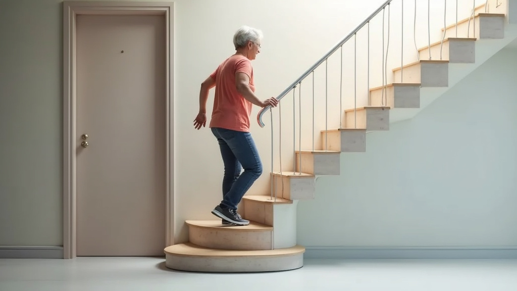 Une personne âgée utilisant son monte-escalier en toute sécurité et confort