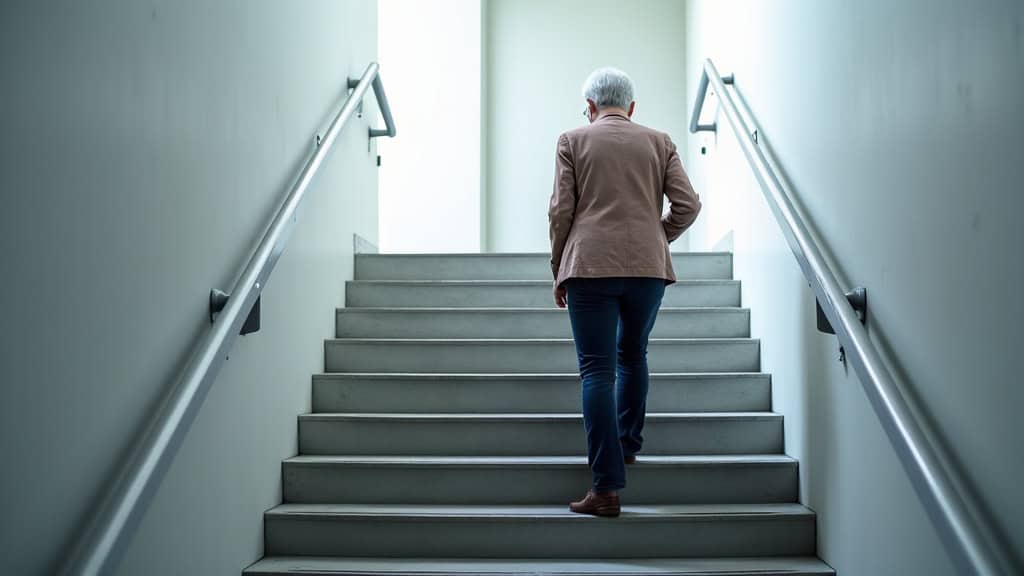 Une personne âgée utilisant un monte-escalier avec l
