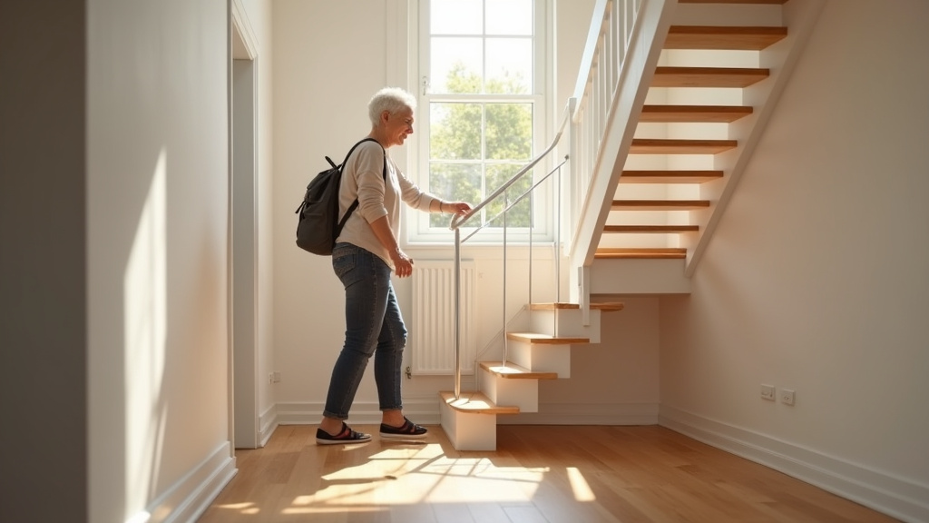 Une personne âgée utilisant un monte-escalier dans sa maison à Feytiat