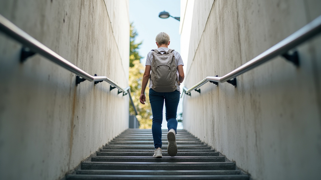 Une personne âgée utilise son monte-escalier à Passa