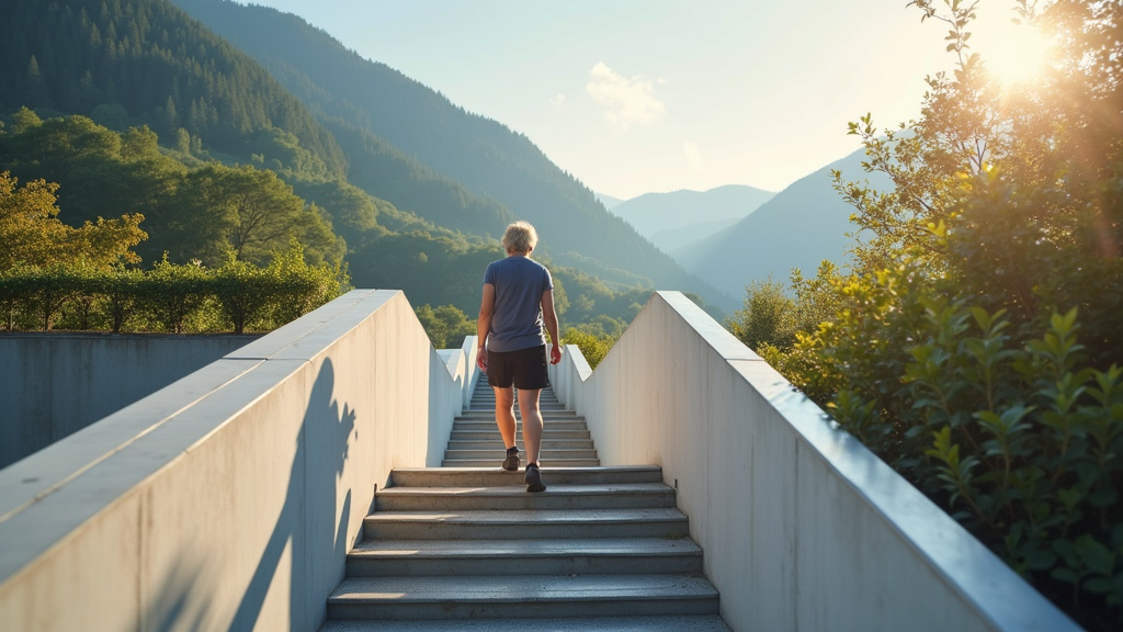 Une personne âgée utilise un monte-escalier à Obersaasheim