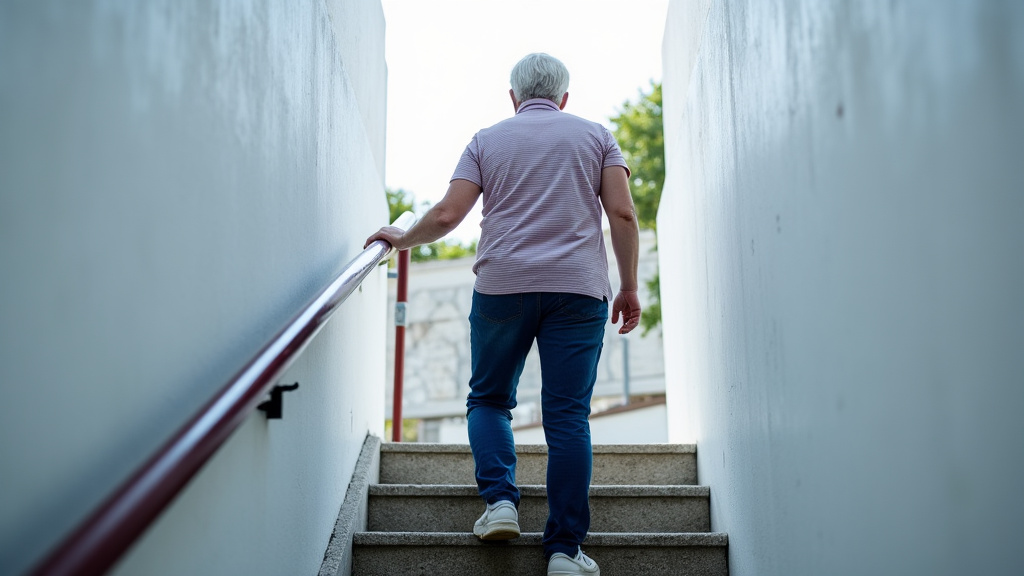 Utilisation d’un monte-escalier par une personne âgée à Binic-Étables-sur-Mer