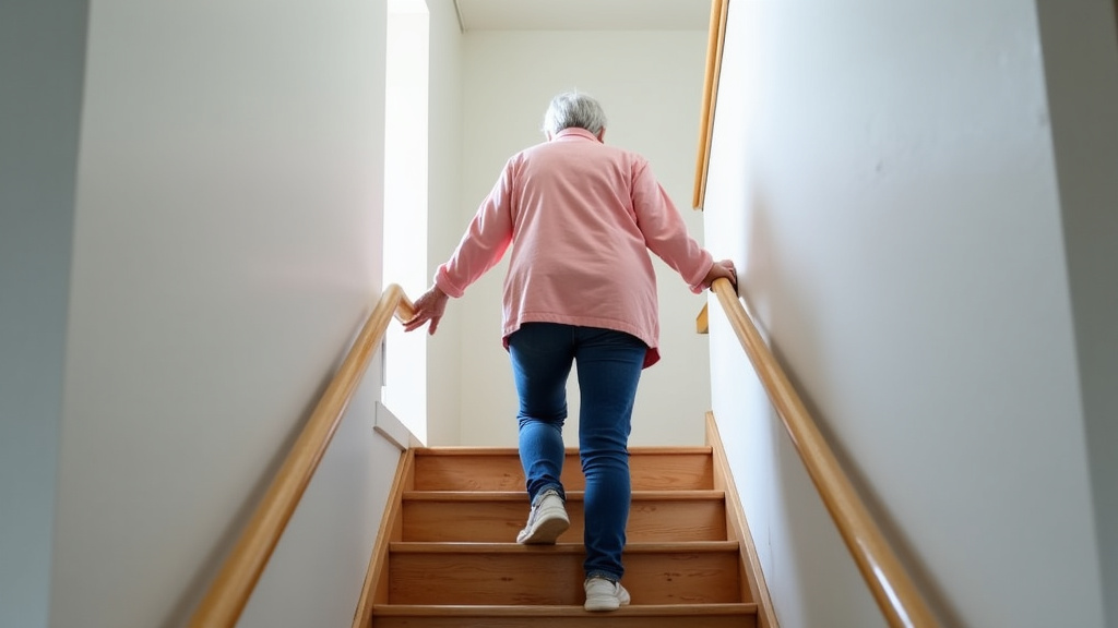 Utilisation d’un monte-escalier par une personne âgée dans une maison de Balazé