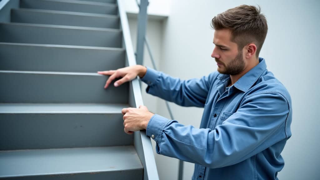 Vérification technique d’un monte-escalier par un technicien à Villiers-Charlemagne