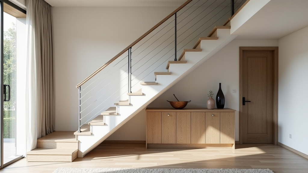 Vue d’ensemble d’un monte escalier tournant en fonctionnement dans une maison à Abondant