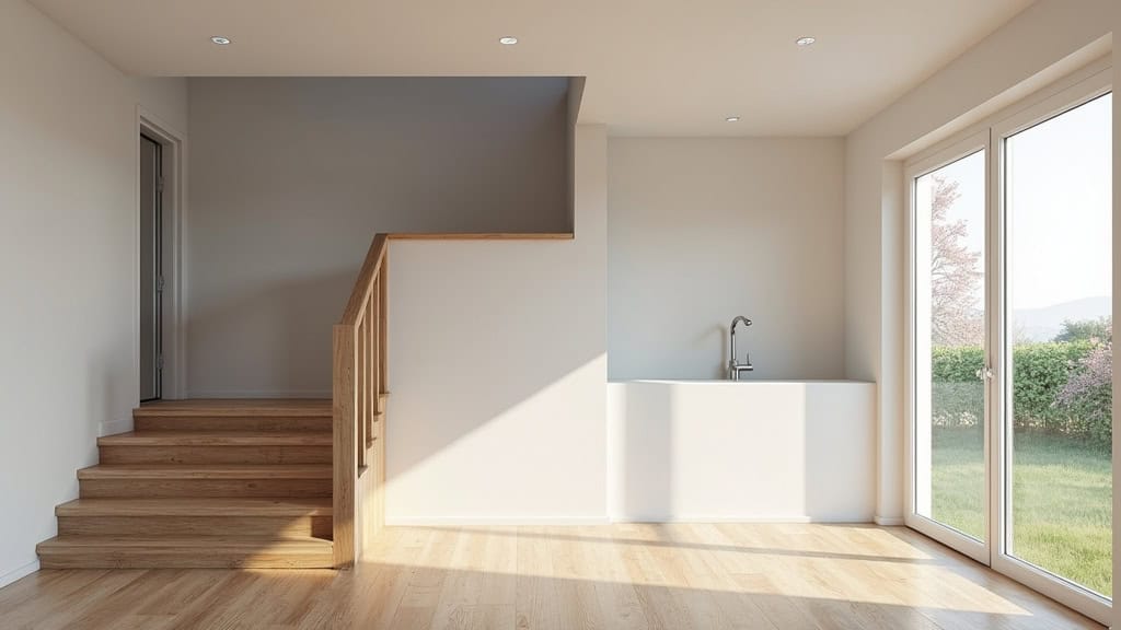 Vue d’ensemble d’une maison à Mondoubleau avec un monte-escalier installé à l’intérieur