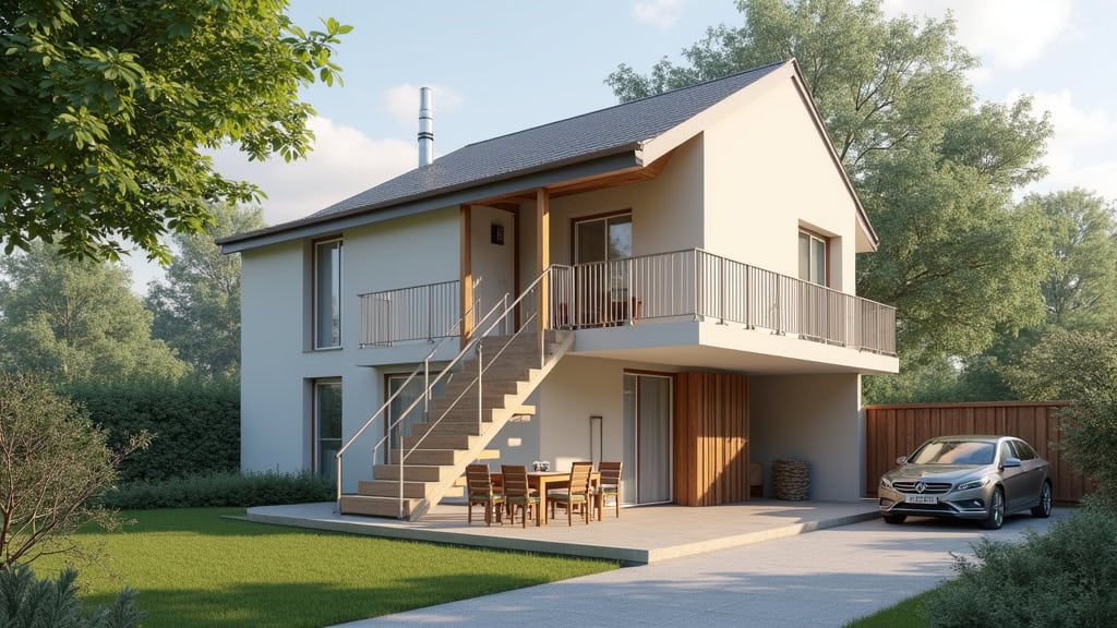 Vue d’un monte-escalier en activité dans une habitation à Parçay-Meslay