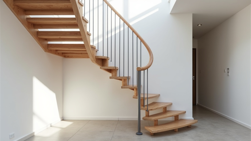 Vue d’un monte-escalier tournant en cours d’installation dans une maison à Mézériat