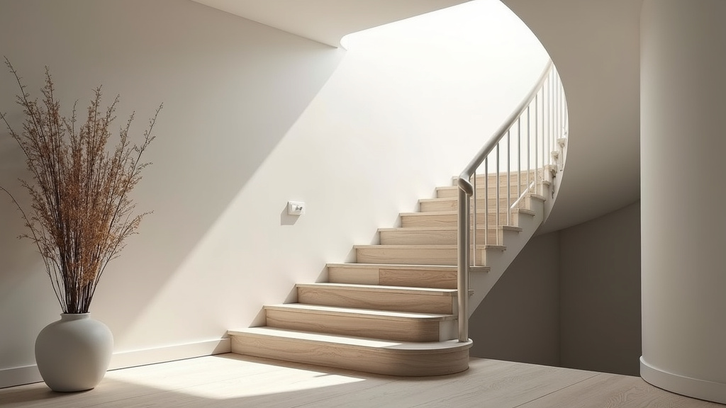 Vue d’un monte-escalier tournant en fonctionnement dans une maison de Boeschepe