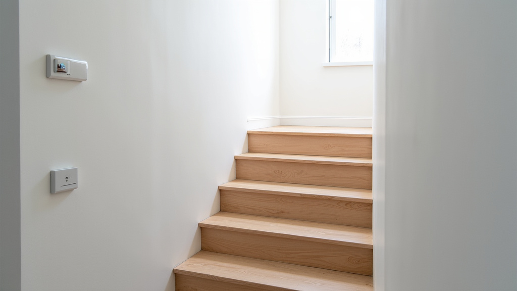 Vue intérieure d’un monte-escalier droit installé dans une habitation à Satillieu