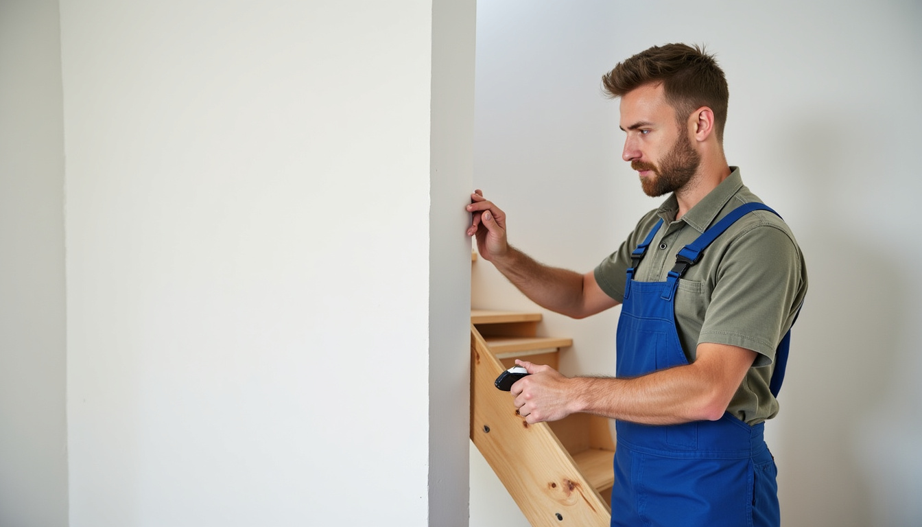 Artisan en train d’installer un monte-escalier dans une maison de Villetelle